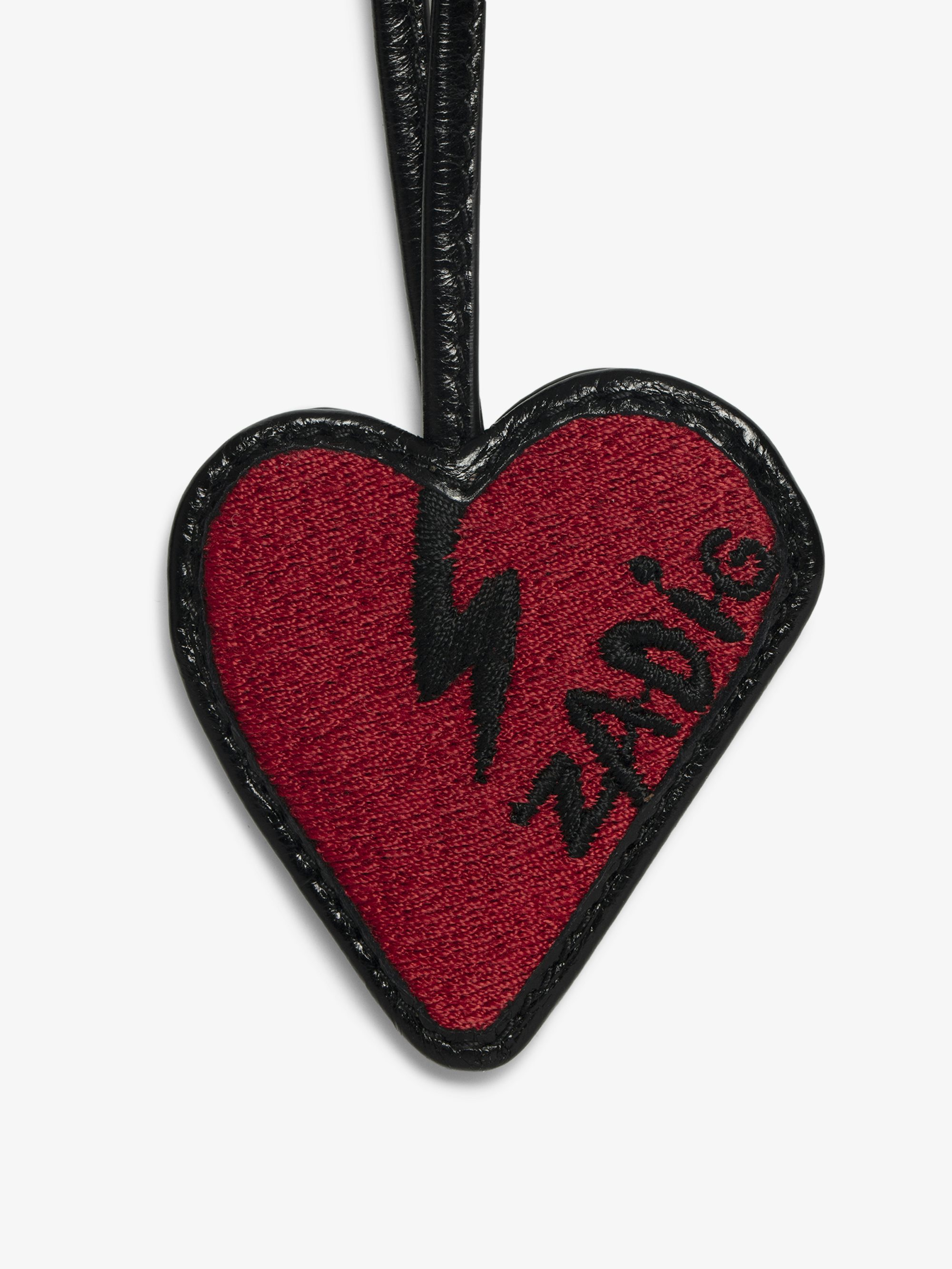 Porte-Clés Flash Heart - Charms grigri en cuir vernis effet inspiré vintage, en forme de coeur à accrocher sur un sac par exemple.